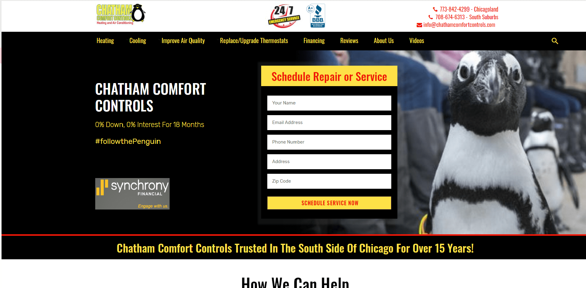 Screenshot of Chatham Comfort Control's website